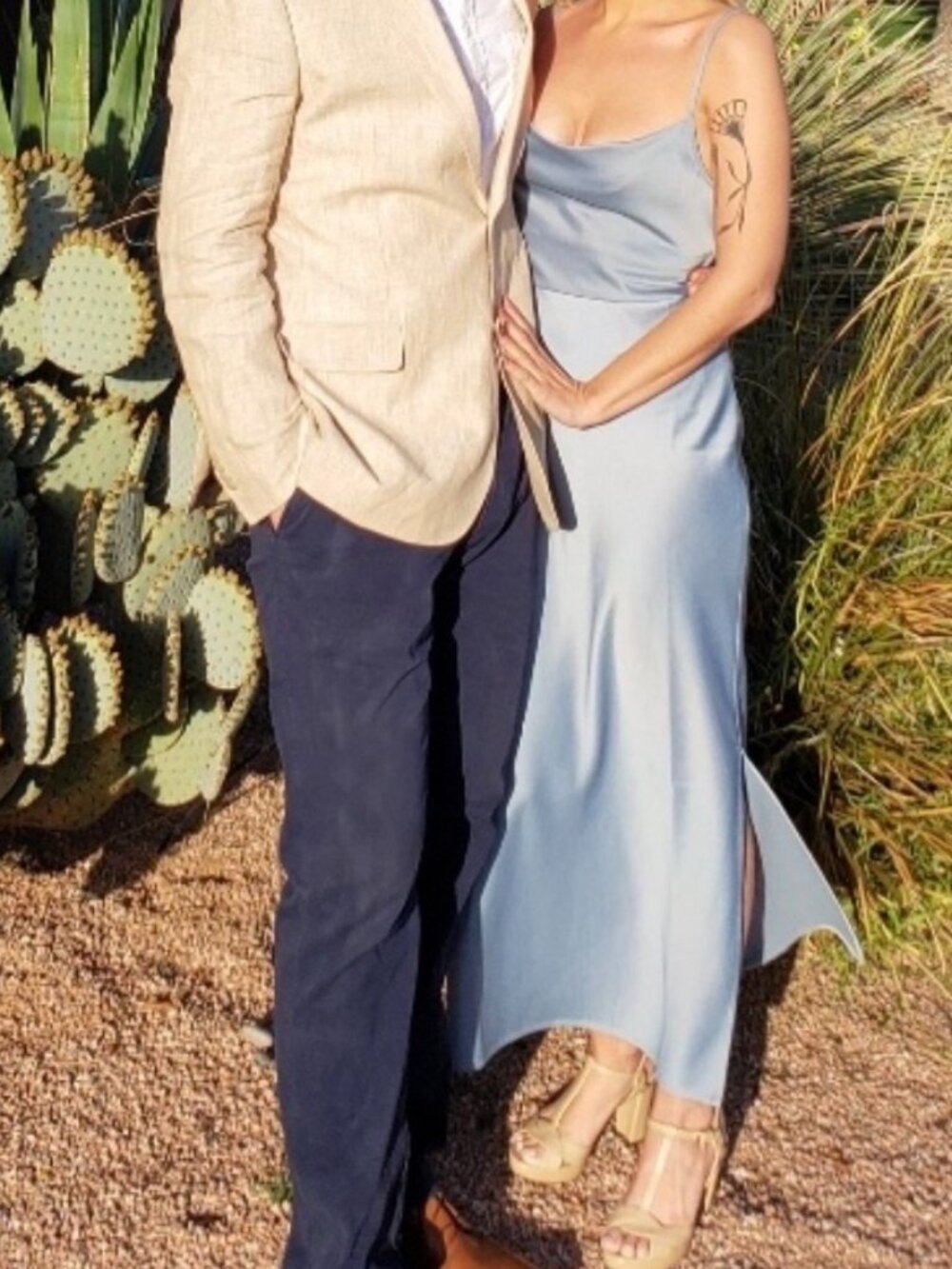 Anthropologie BHLDN Cali Satin Charmeuse Midi Dress (Dusty Blue Size 6) - Picture 2 of 4
